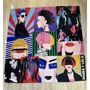 Bomba Y Lola Oversized Pop Art Scarf 47inx47in (120cmx120cm)